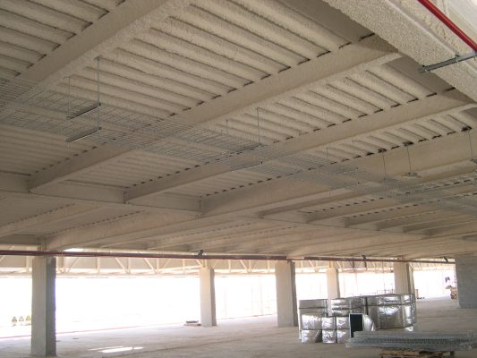 Proyección del mortero de perlita y vermiculita