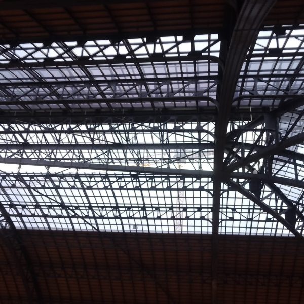 Cerchas de la cimbra de la estación de Valencia vistas desde abajo